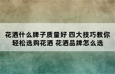 花洒什么牌子质量好 四大技巧教你轻松选购花洒 花洒品牌怎么选